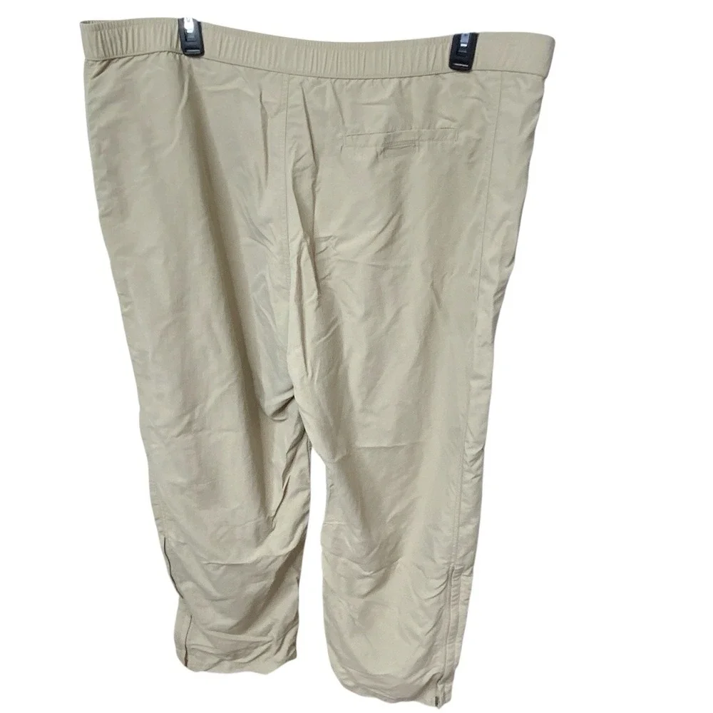 LL Bean Mens Nylon Tan Hiking Pants 0FVL4 Ankle Zip Outdoor‎ XXL 2XL Drawstring